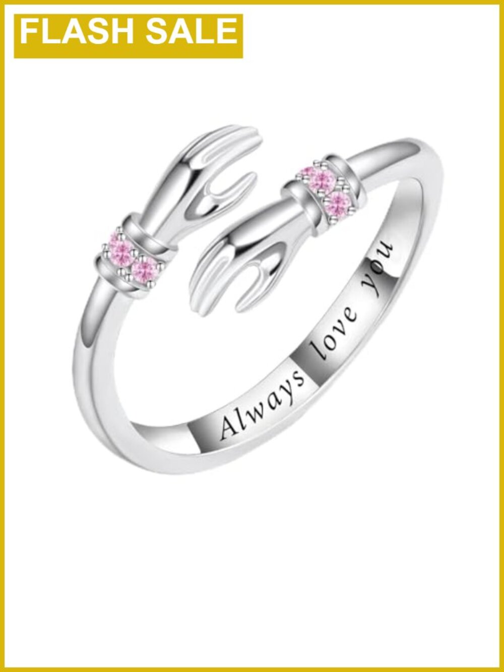 925 Sterling Silver Adjustable Hug Ring Birthstone Statement Ring Gift for Her